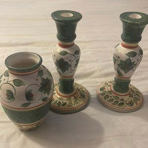 pfaltzgraff french quarter pattern vase and candlestick holders